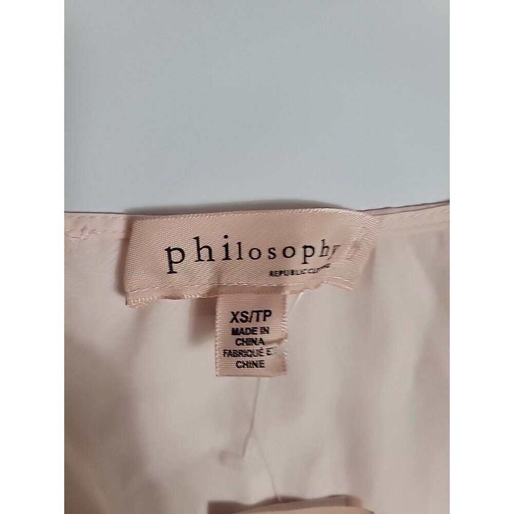 New Philosophy Pink Peach Short Sleeve Dressy Shirt Lined V Neck  XS Boho Cottag - Picture 6 of 10